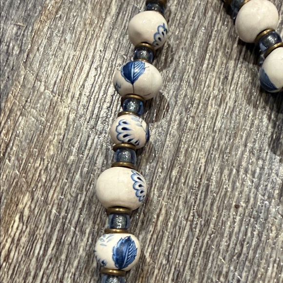 Vintage hand painted porcelain Chinese Elegant Blue and White Beaded Necklace - Picture 6 of 7